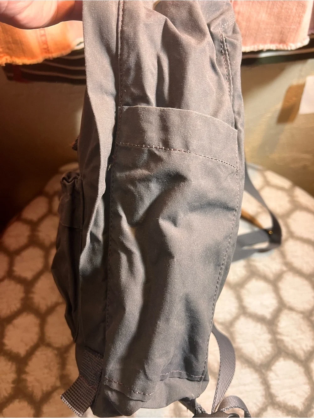 Fjallraven Kanken Backpack in Charcoal with Red Logo